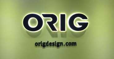 ORIG前台背景logo牆不鏽鋼烤漆背發光字制作案